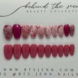 Pink Marble Press On Nails